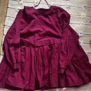 Maroon Free People sweatshirt dress